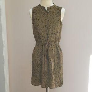 Madewell Olive Green Playa Leopard Fade Silk Dress, Size Small